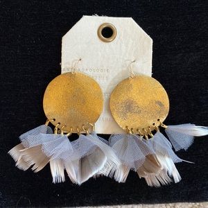 Feather and gold earrings from Anthropologie